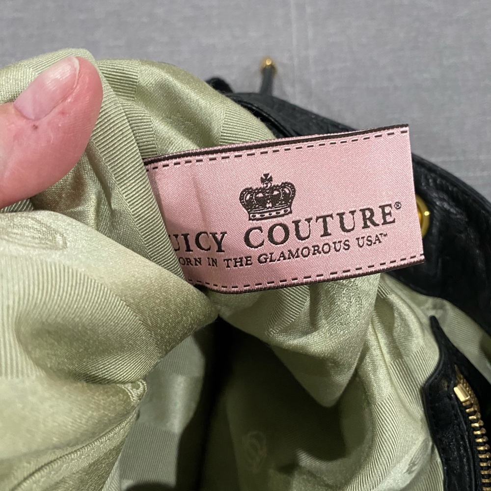 Vintage Juicy Couture 100% sheep black leather handbag, purse great condition. - Picture 11 of 13